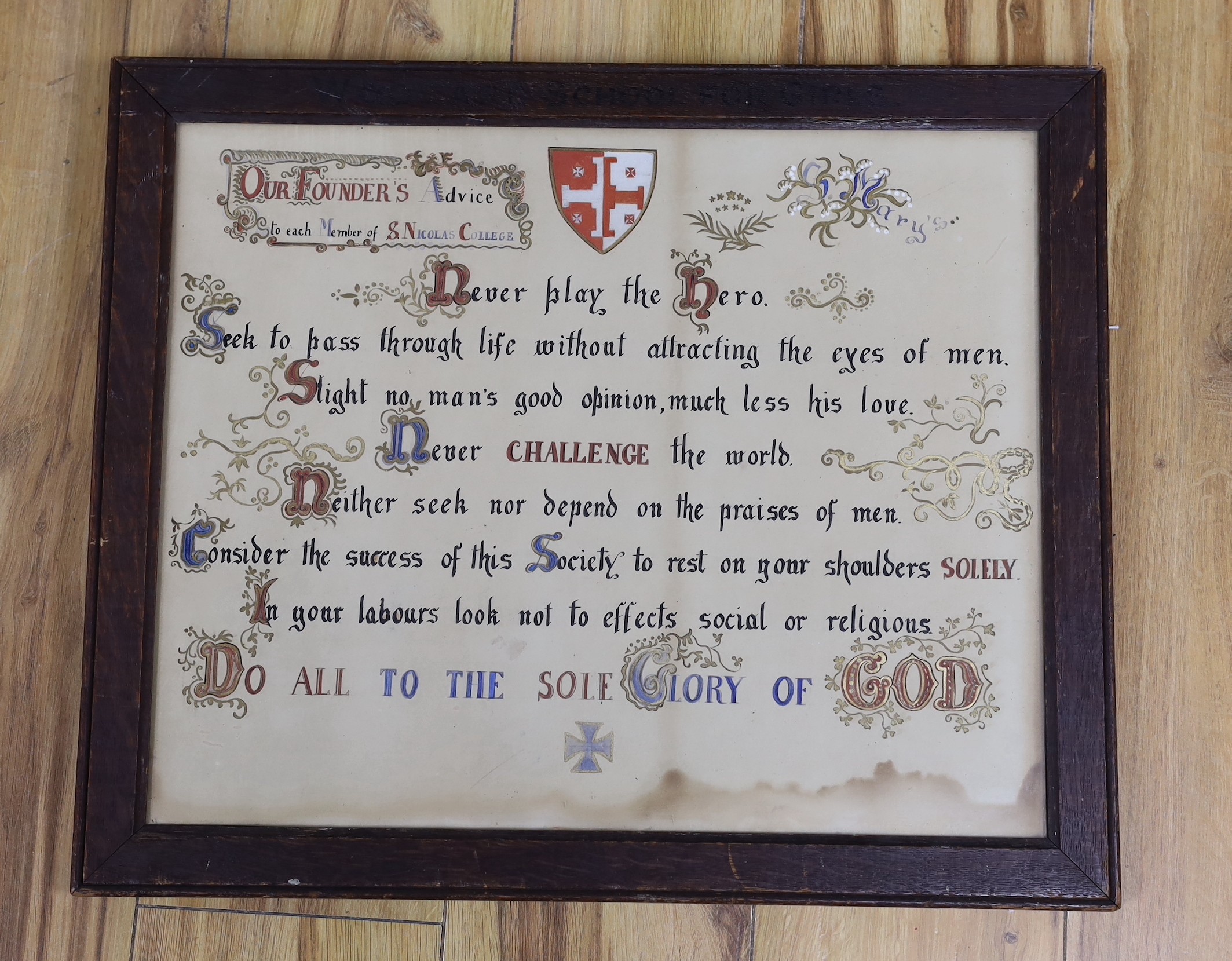 Nathaniel Woodard, School for Girls (Lancing College) illuminated tract